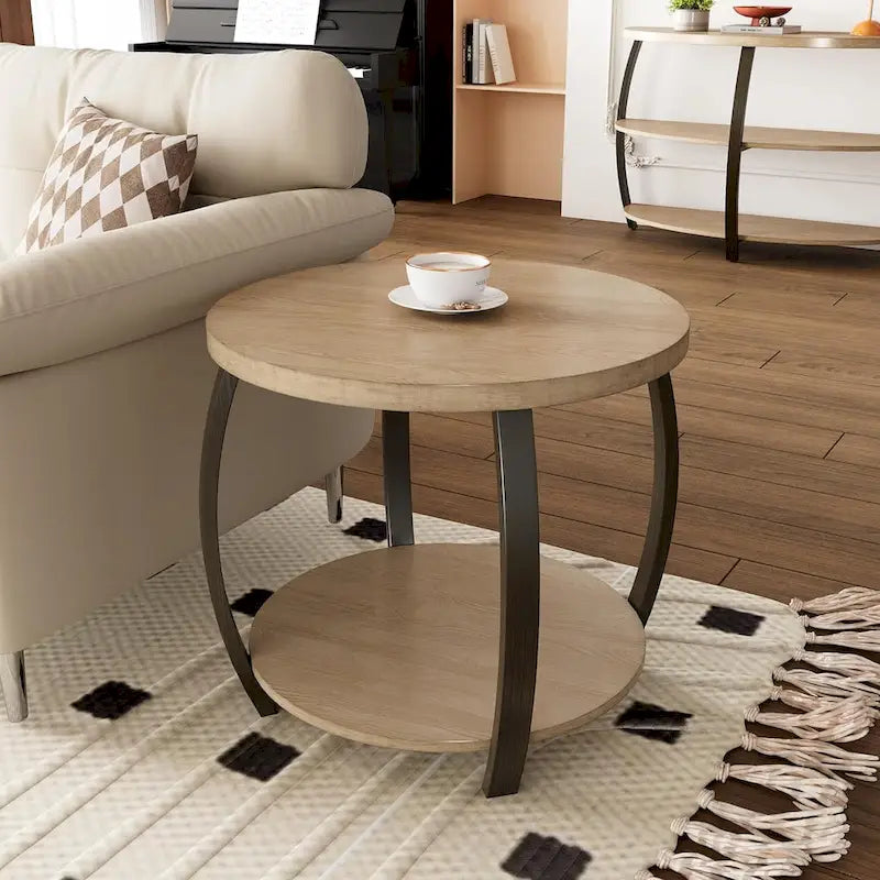 Table basse ovale, table basse elliptique industrielle à 2 niveaux