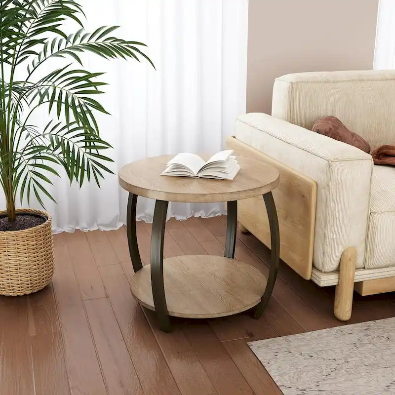 Table basse ovale, table basse elliptique industrielle à 2 niveaux