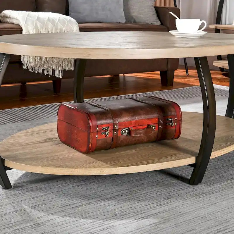 Table basse ovale, table basse elliptique industrielle à 2 niveaux