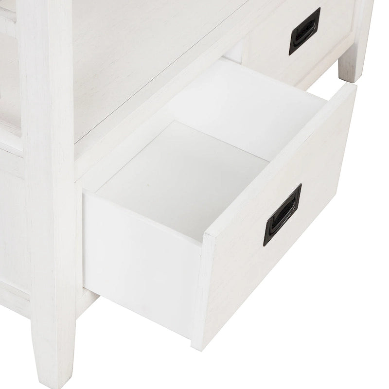 Table console de 36 po en pin de style rustique pour entrée de canapé avec 4 tiroirs et 1 étagère de rangement