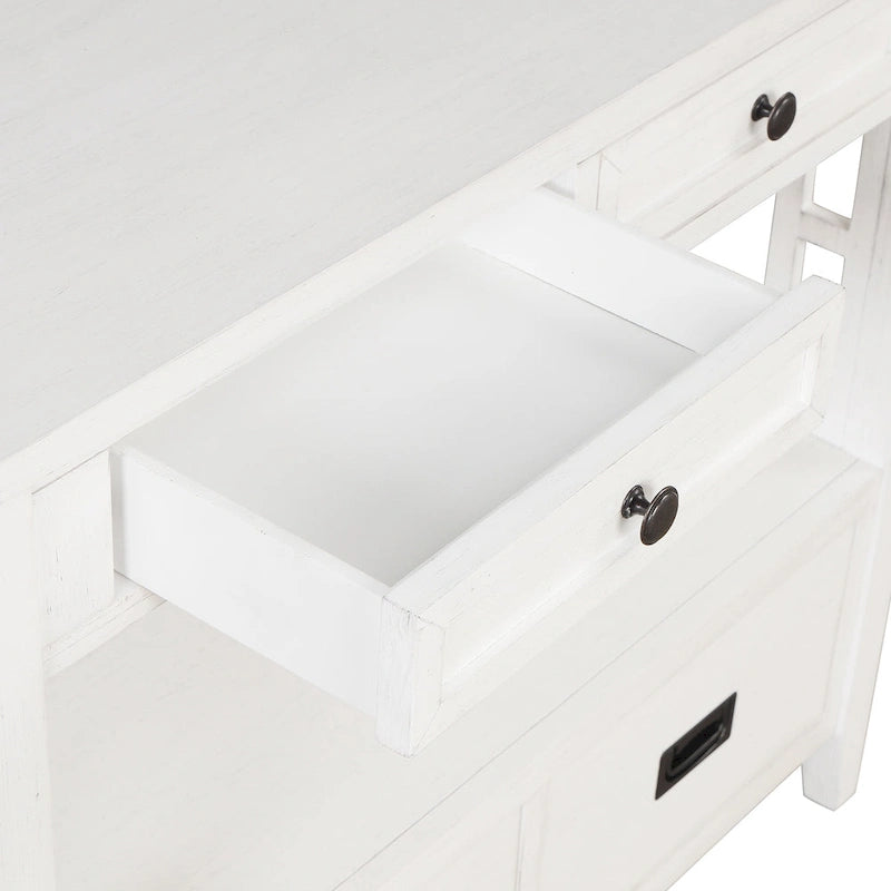 Table console de 36 po en pin de style rustique pour entrée de canapé avec 4 tiroirs et 1 étagère de rangement