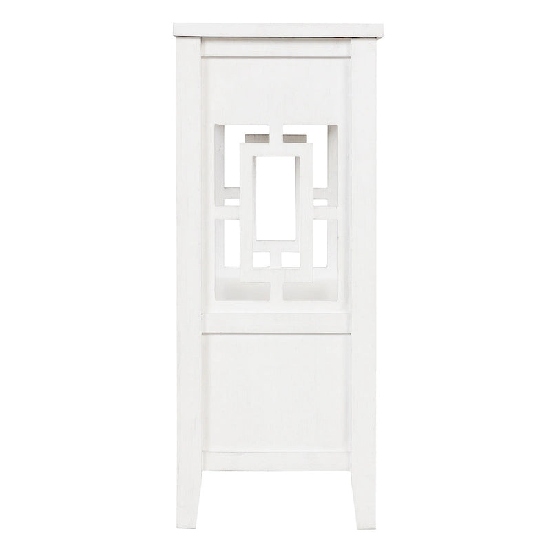 Table console de 36 po en pin de style rustique pour entrée de canapé avec 4 tiroirs et 1 étagère de rangement