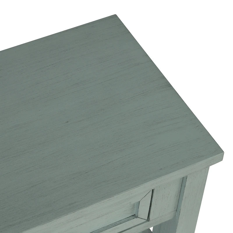 Table console de 36 po en pin de style rustique pour entrée de canapé avec 4 tiroirs et 1 étagère de rangement