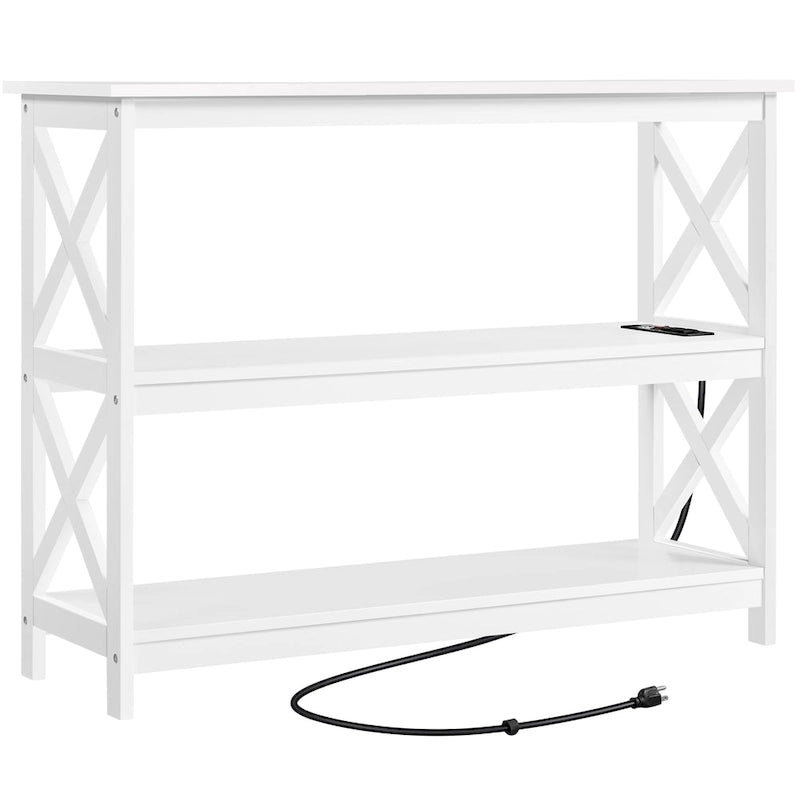 Yaheetech Table Console en Bois à 3 Niveaux avec Prise Électrique, Table d'Appoint de Canapé