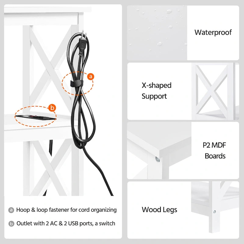 Yaheetech Table Console en Bois à 3 Niveaux avec Prise Électrique, Table d'Appoint de Canapé