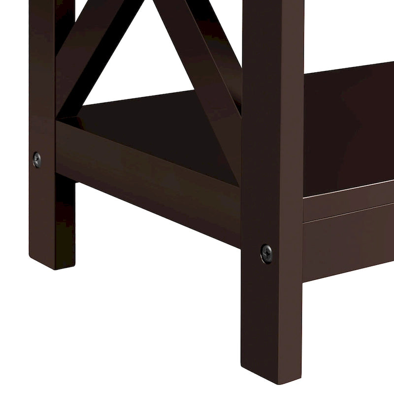Yaheetech Table Console en Bois à 3 Niveaux avec Prise Électrique, Table d'Appoint de Canapé