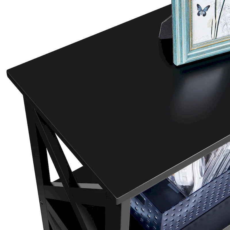 Yaheetech Table Console en Bois à 3 Niveaux avec Prise Électrique, Table d'Appoint de Canapé