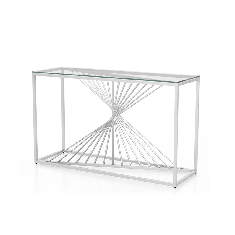 Table de canapé géométrique Limback Contemporary 47 pouces avec plateau en verre de Furniture of America