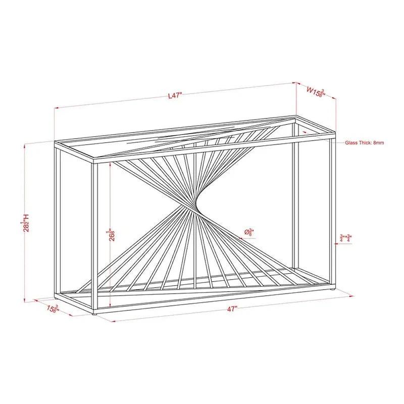 Table de canapé géométrique Limback Contemporary 47 pouces avec plateau en verre de Furniture of America