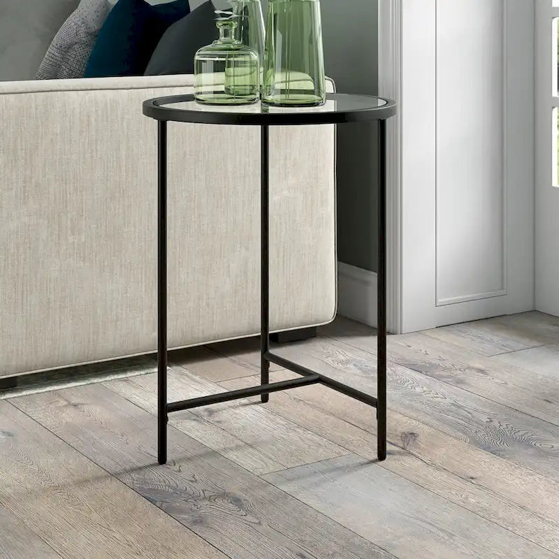 Table d'appoint ronde large Berenson 18 avec plateau en verre