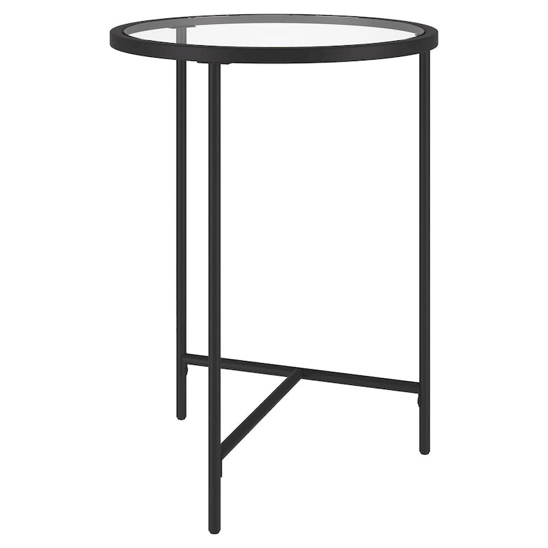 Table d'appoint ronde large Berenson 18 avec plateau en verre