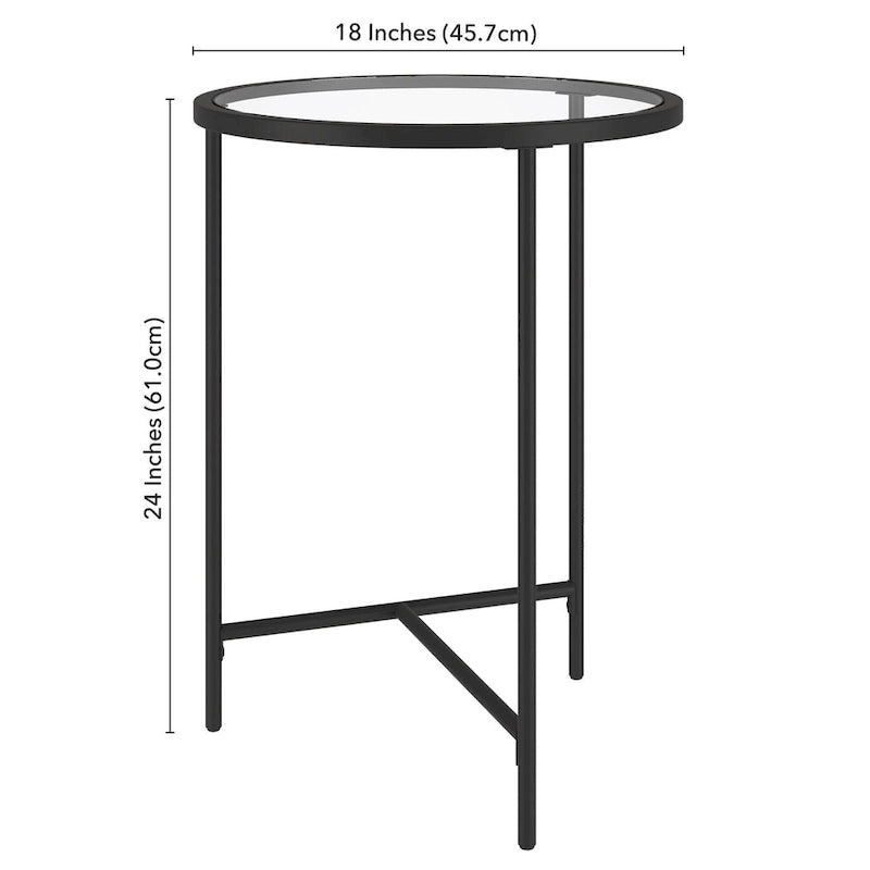 Table d'appoint ronde large Berenson 18 avec plateau en verre