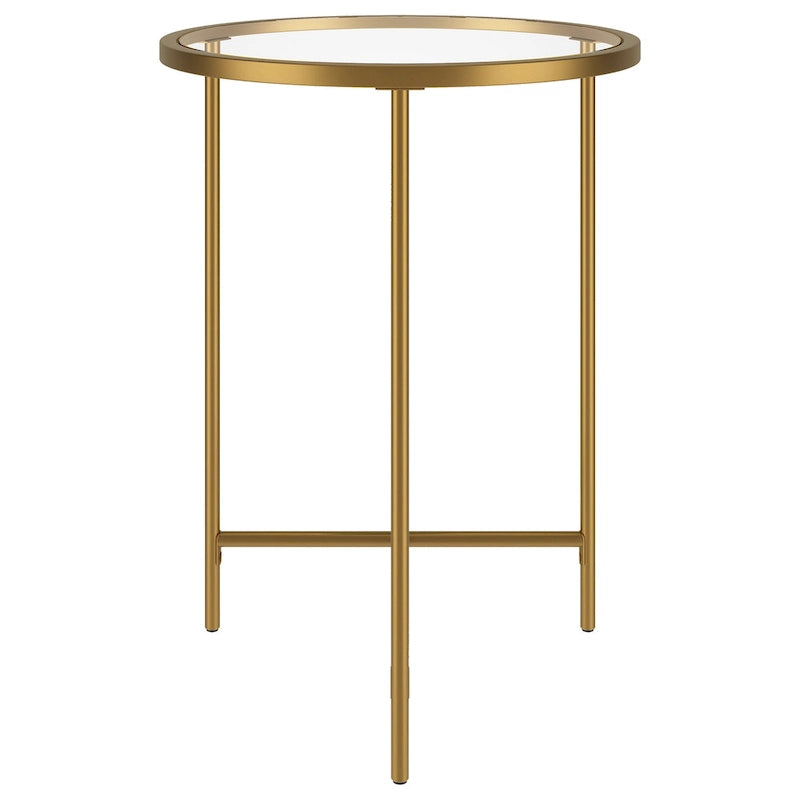 Table d'appoint ronde large Berenson 18 avec plateau en verre