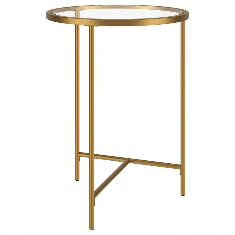 Table d'appoint ronde large Berenson 18 avec plateau en verre