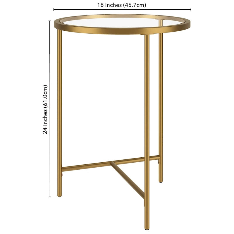Table d'appoint ronde large Berenson 18 avec plateau en verre