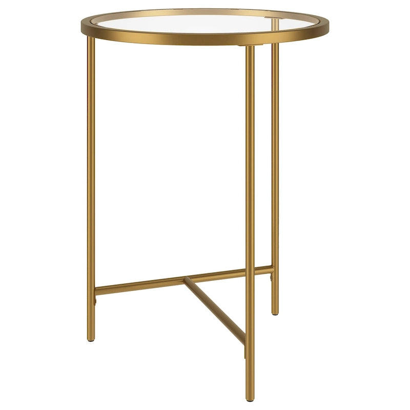 Table d'appoint ronde large Berenson 18 avec plateau en verre