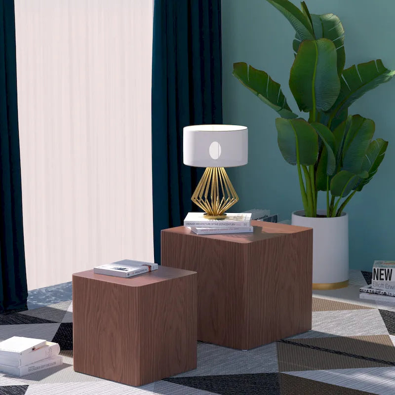 Table basse gigogne carrée moderne et glamour pour salon (lot de 2)