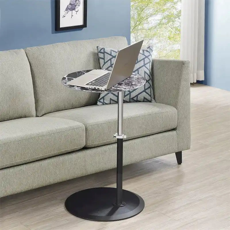 Table d'appoint avec plateau en marbre réglable en hauteur