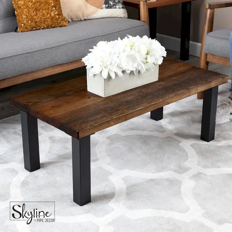 PIPE DECOR Pieds de Table de Salon Modernes en Acier Noir Mat - Lot de 4