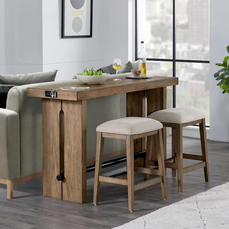 Table console Landmark 60 large avec 2 pieds, Chêne vieilli