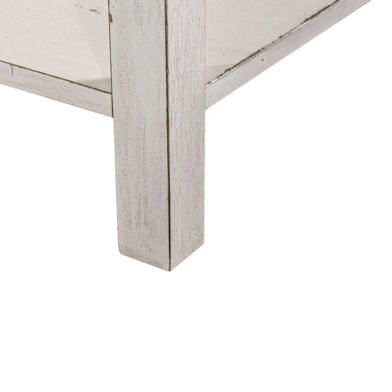 Table d'appoint en bois blanc de style ferme moderne avec tiroir
