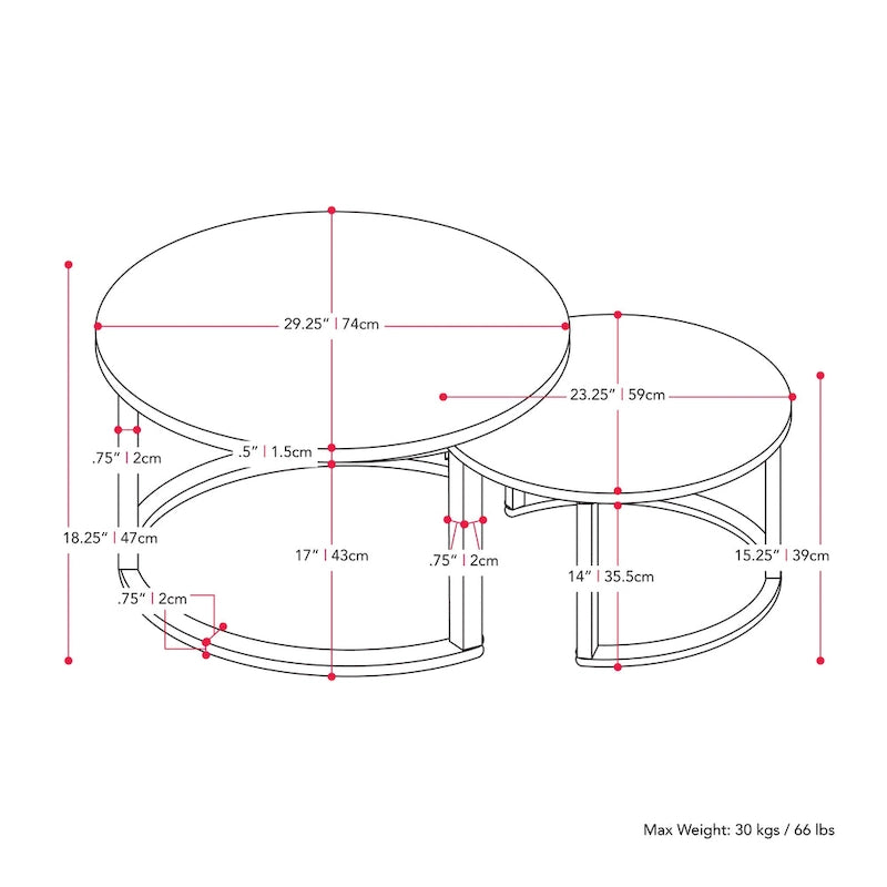Lot de 2 tables basses gigognes