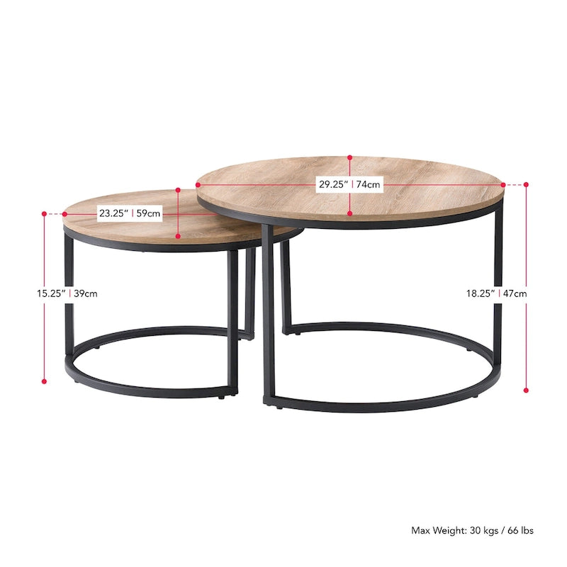Lot de 2 tables basses gigognes
