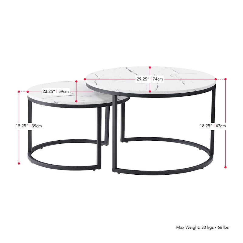 Lot de 2 tables basses gigognes