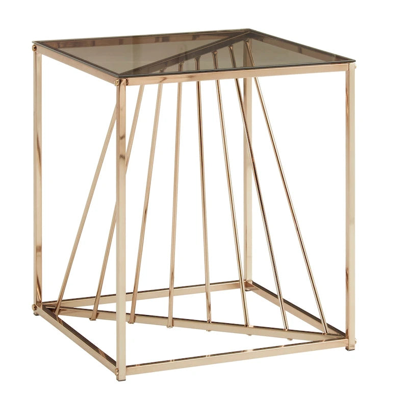Tables d'appoint carrées en métal et verre Hannah par iNSPIRE Q Bold
