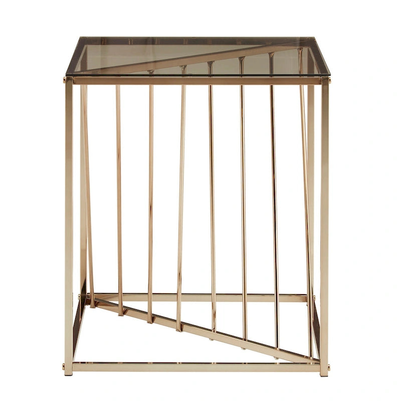 Tables d'appoint carrées en métal et verre Hannah par iNSPIRE Q Bold