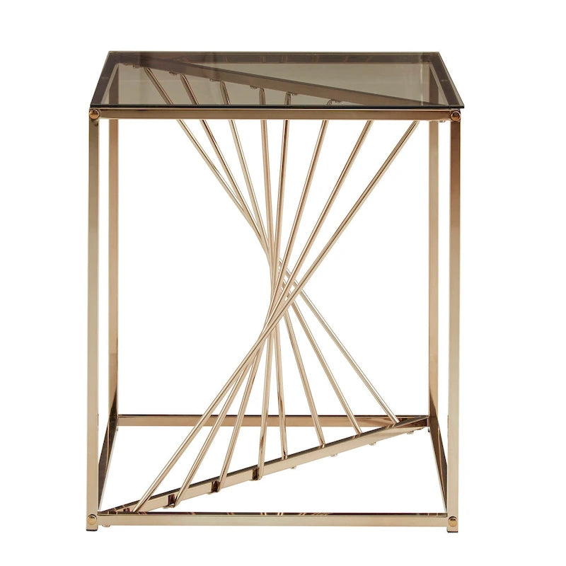 Tables d'appoint carrées en métal et verre Hannah par iNSPIRE Q Bold