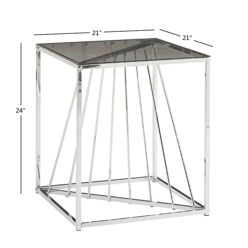 Tables d'appoint carrées en métal et verre Hannah par iNSPIRE Q Bold