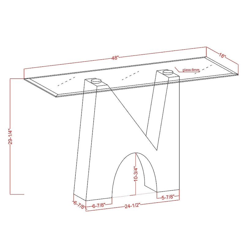 Console de table Noele moderne noire 48 pouces à plateau en verre par Furniture of America