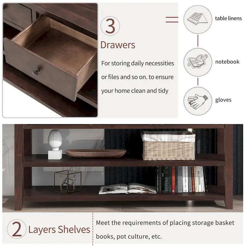 Console de style rétro avec deux étagères ouvertes