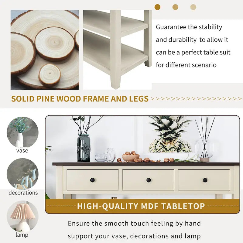 Console de style rétro avec deux étagères ouvertes