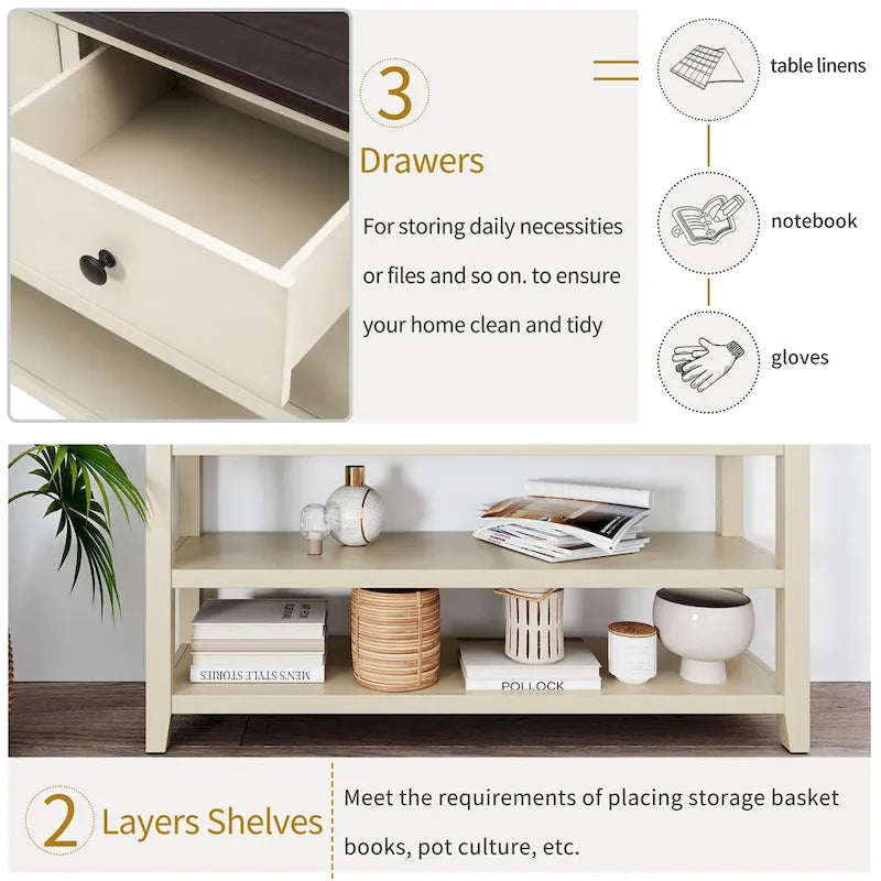 Console de style rétro avec deux étagères ouvertes