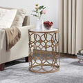 FirsTime & Co. Table Cercles Dorés, Fer, 16,75 x 16,75 x 22 po, Conception Américaine