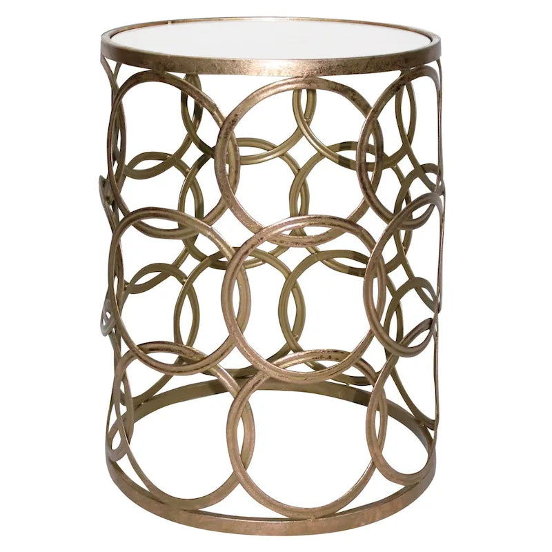FirsTime & Co. Table Cercles Dorés, Fer, 16,75 x 16,75 x 22 po, Conception Américaine