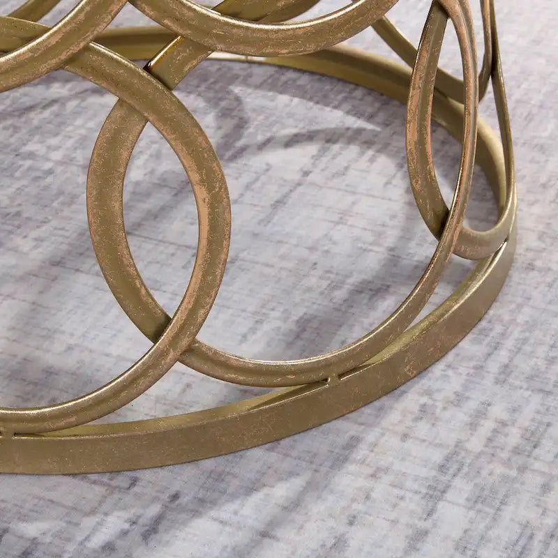 FirsTime & Co. Table Cercles Dorés, Fer, 16,75 x 16,75 x 22 po, Conception Américaine