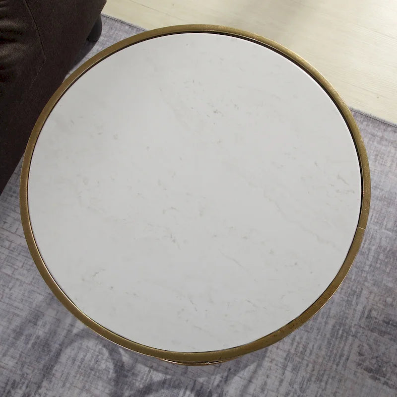 FirsTime & Co. Table Cercles Dorés, Fer, 16,75 x 16,75 x 22 po, Conception Américaine
