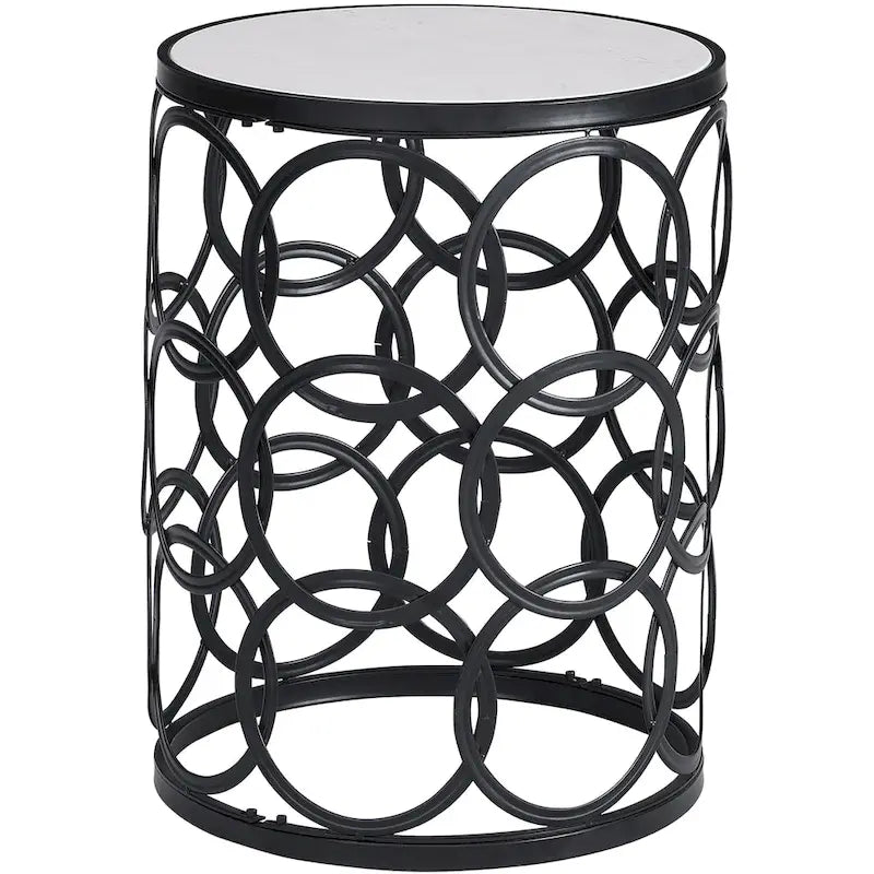 FirsTime & Co. Table Cercles Dorés, Fer, 16,75 x 16,75 x 22 po, Conception Américaine