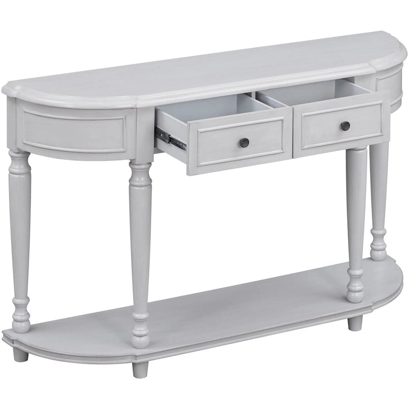 Console de style rétro à plateau incurvé avec étagère ouverte