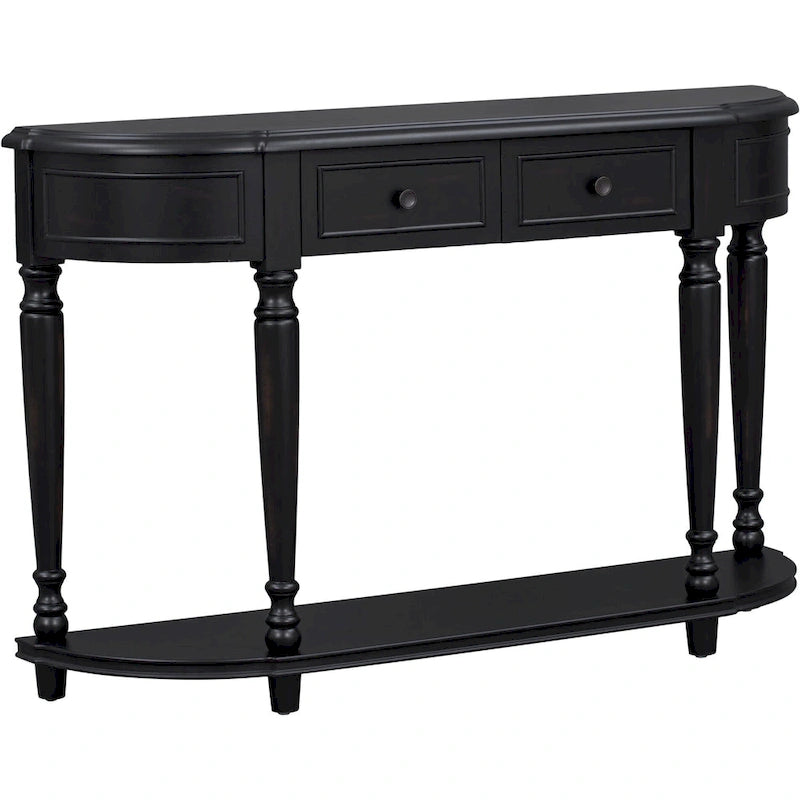Console de style rétro à plateau incurvé avec étagère ouverte
