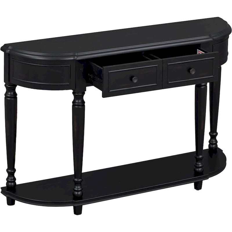 Console de style rétro à plateau incurvé avec étagère ouverte