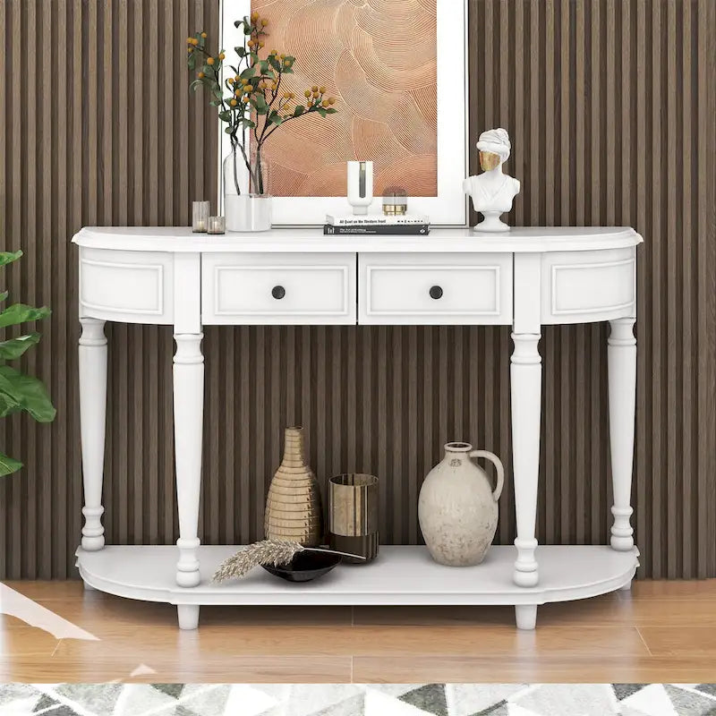 Console de style rétro à plateau incurvé avec étagère ouverte