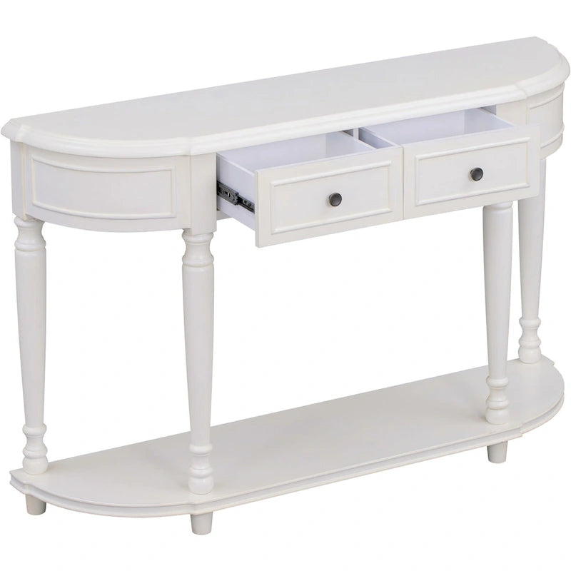 Console de style rétro à plateau incurvé avec étagère ouverte