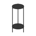 Furinno Besi Table d'appoint ronde moderne à 2 niveaux avec pieds en métal robuste, Americano