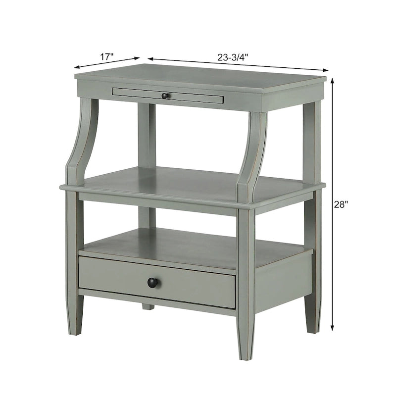 Table basse de rangement à 3 niveaux rectangulaire avec tiroir Table de nuit avec plateau coulissant Table d'appoint pour salon