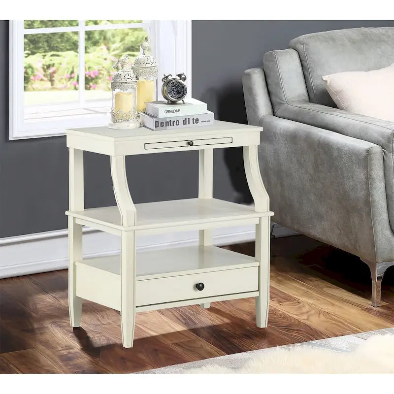 Table basse de rangement à 3 niveaux rectangulaire avec tiroir Table de nuit avec plateau coulissant Table d'appoint pour salon