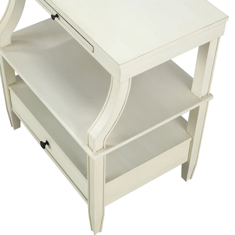 Table basse de rangement à 3 niveaux rectangulaire avec tiroir Table de nuit avec plateau coulissant Table d'appoint pour salon
